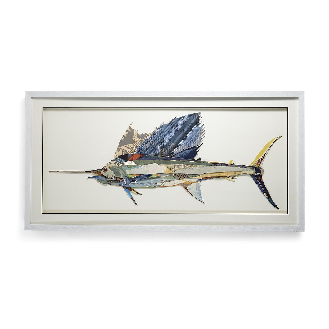 Two's Company Swordfish Paper Collage Wall Art