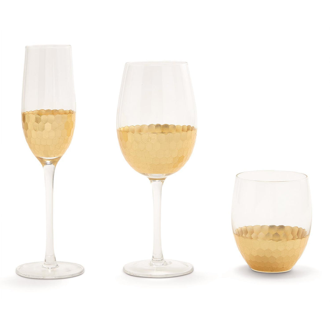 Two's Company Gold Standard 24 Piece Faceted Drinking Glass Set (3 Styles)