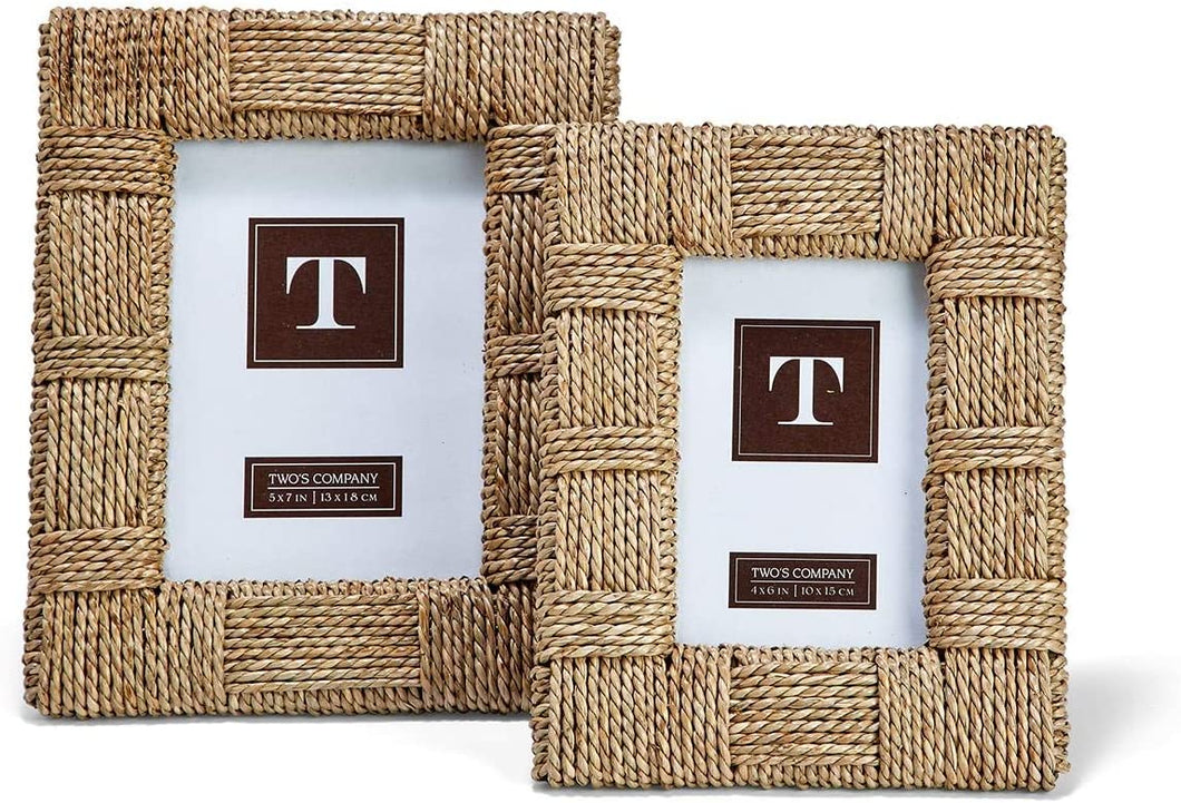 Two's Company Natural View Sea Grass Set of 2 Photo Frames (4x6