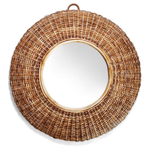 Two's Company Woven Cane Handcrafted Wall Mirror