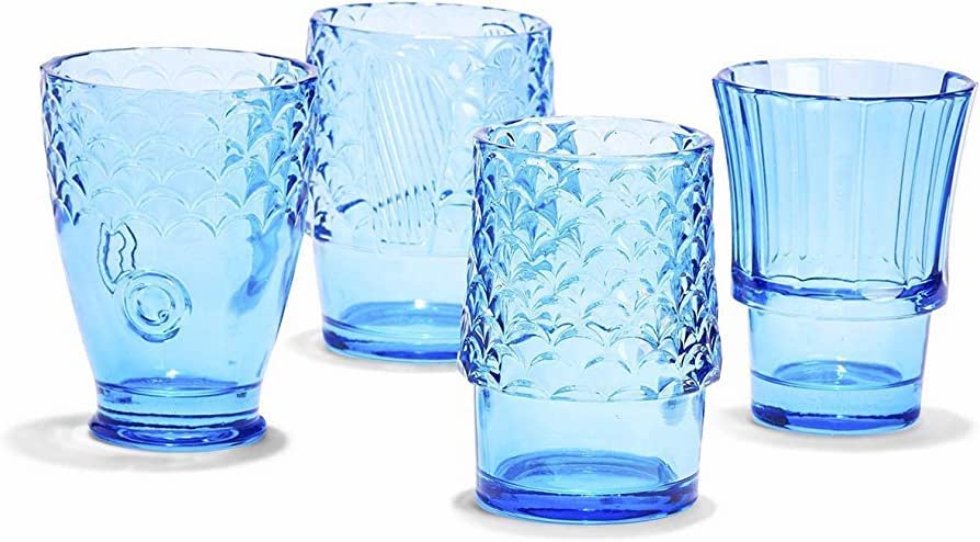 Two's Company Under The Sea Set of 4 Stackable Fish Glasses in Gift Box