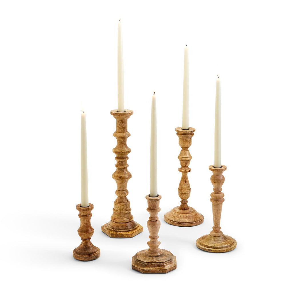 Two's Company Natural Heights Set of 5 Hand-Crafted Candlesticks