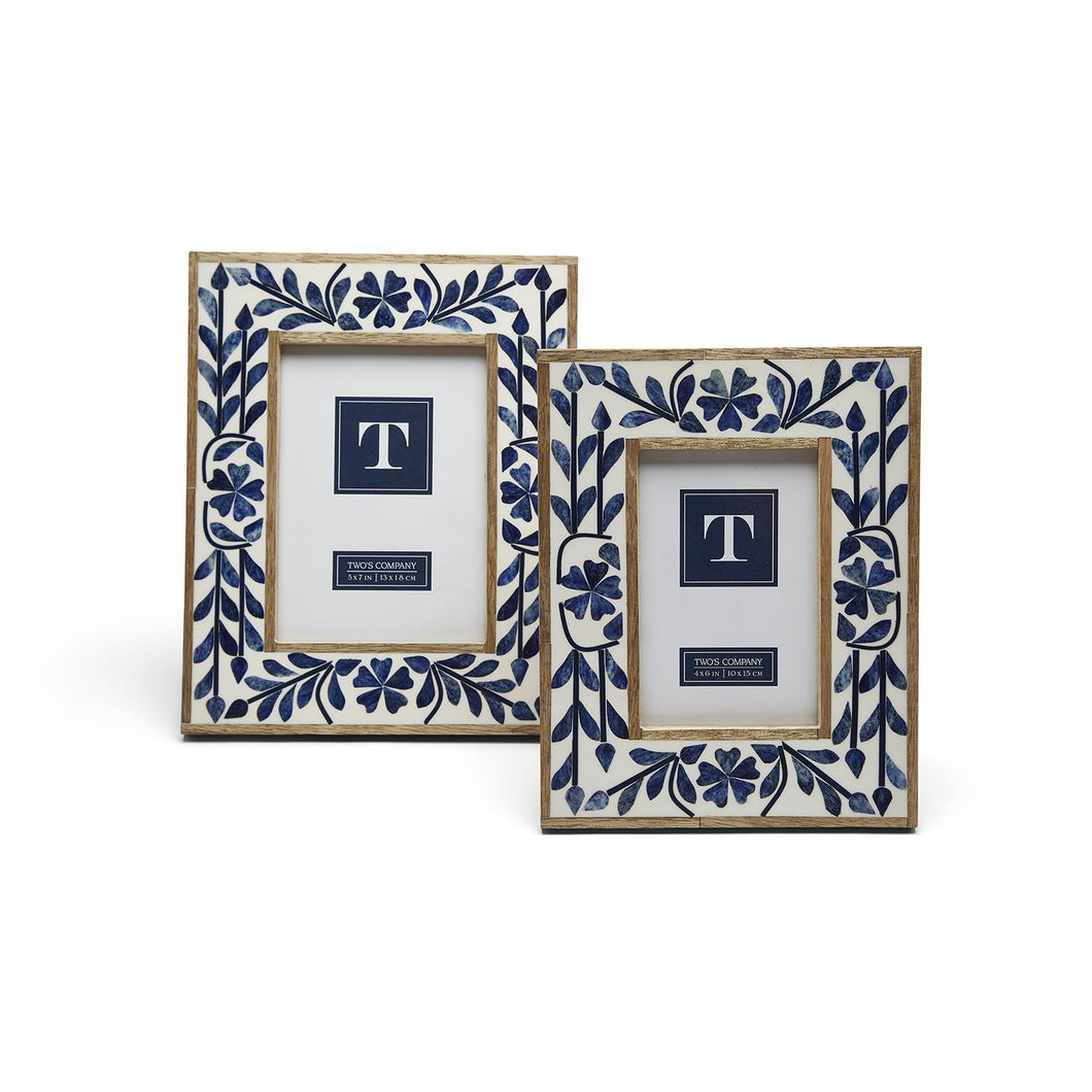 Two's Company Blue Belle Bone Inlay Set of 2 Photo Frames