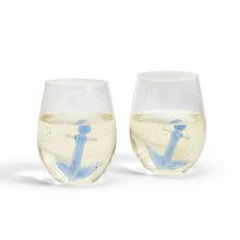 Load image into Gallery viewer, Two&#39;s Company Anchors Aweigh Stemless Wine Glass (20 oz)
