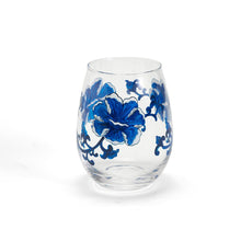 Load image into Gallery viewer, Two&#39;s Company Blue &amp; White Flower Set of 4 Stemless Wine Glass (16 oz each)
