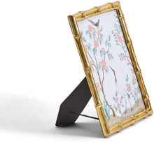Load image into Gallery viewer, Two&#39;s Company Gold Faux Bamboo 8&quot;x10&quot; Photo Frame With Flora and Fauna Art
