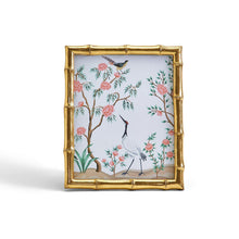 Load image into Gallery viewer, Two&#39;s Company Gold Faux Bamboo 8&quot;x10&quot; Photo Frame With Flora and Fauna Art
