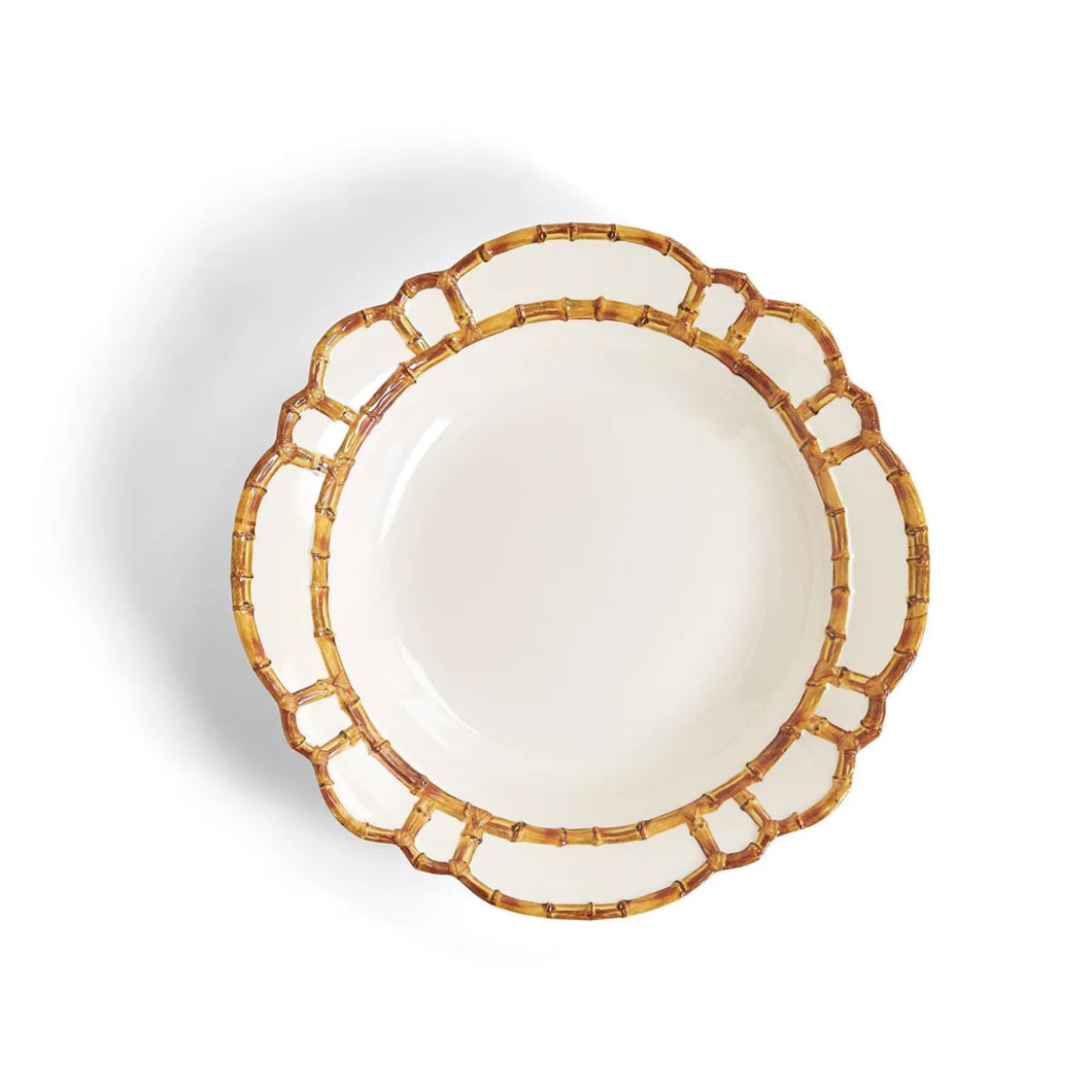Two's Company Bamboo Touch Serving/Centerpiece Bowl with Bamboo Rim Design