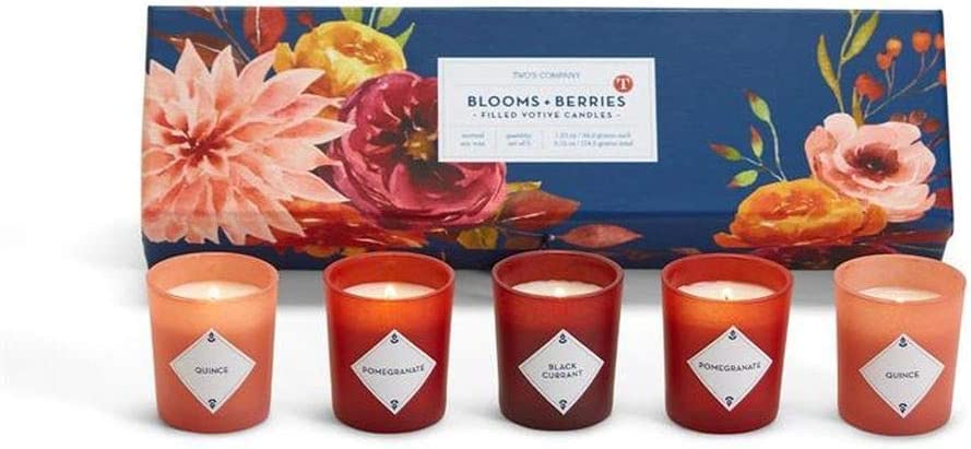 Two's Company Blooms and Berries Set of 5 Scented Soy Candles in Gift Box