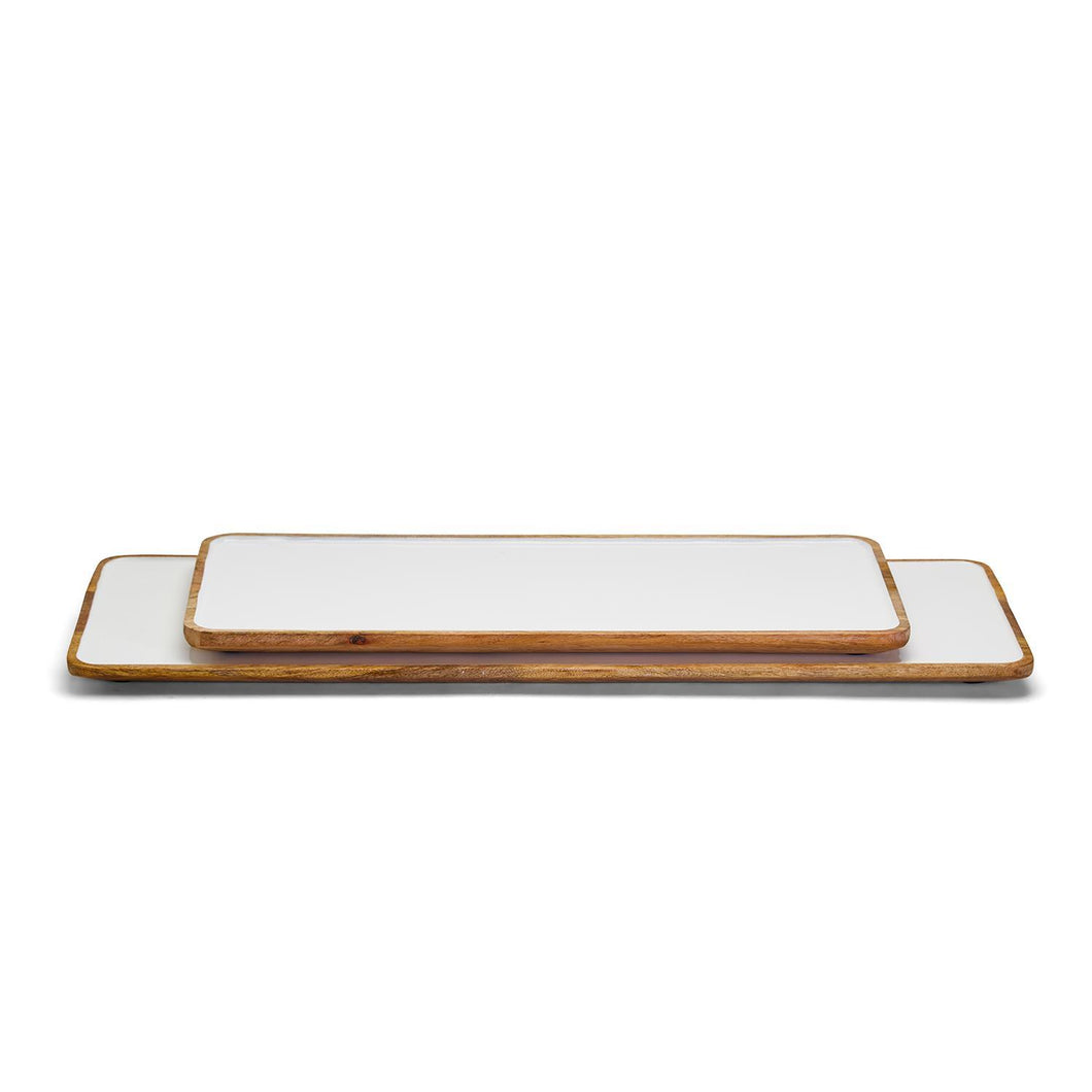 Two's Company Grazing Soiree Hand-Crafted Set of 2 Long Rectangular Serving Trays