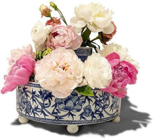 Load image into Gallery viewer, Two&#39;s Company Blue and White Pavilion 3 Pc Hand-Painted Floral Arranger Set
