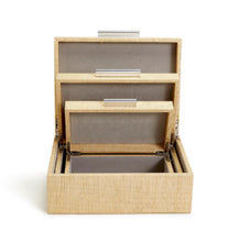 Load image into Gallery viewer, Two&#39;s Company Set of 3 Nested Terra Cane Hinged Boxes
