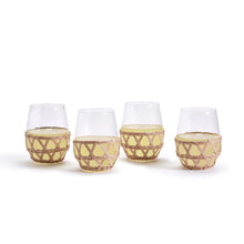 Load image into Gallery viewer, Two&#39;s Company Island Chic Set of 4 Lattice Stemless Wine Glasses
