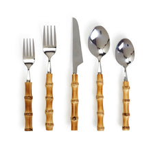 Load image into Gallery viewer, Two&#39;s Company Natural Bamboo 20 Pc Flatware Service Set (Serves 4)
