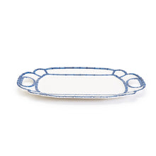 Load image into Gallery viewer, Two&#39;s Company Blue Bamboo 14 1/2&quot; x 20&quot; Platter with Bamboo Rim Design
