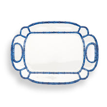 Load image into Gallery viewer, Two&#39;s Company Blue Bamboo 14 1/2&quot; x 20&quot; Platter with Bamboo Rim Design
