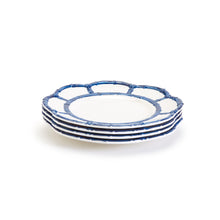 Load image into Gallery viewer, Two&#39;s Company Blue Bamboo Set of 4 Salad / Dessert Plates
