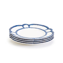 Load image into Gallery viewer, Two&#39;s Company Blue Bamboo Set of 4 Dinner Plates
