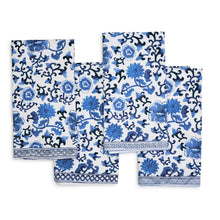 Load image into Gallery viewer, Two&#39;s Company Chinoiserie Set of 4 Blue and White Floral Pattern Napkins
