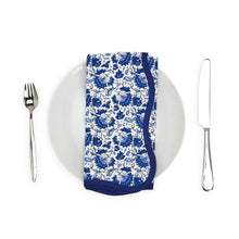 Load image into Gallery viewer, Two&#39;s Company Chinoiserie Set of 4 Blue and White Floral Pattern Napkins
