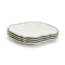 Load image into Gallery viewer, Two&#39;s Company Garden Soiree Set of 4 Dinner Plates with Green Border
