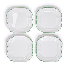 Load image into Gallery viewer, Two&#39;s Company Garden Soiree Set of 4 Dinner Plates with Green Border

