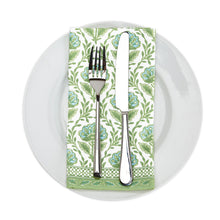 Load image into Gallery viewer, Two&#39;s Company Countryside Set of 4 Green Floral Pattern Napkins
