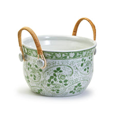 Load image into Gallery viewer, Two&#39;s Company Countryside Green Party Bucket with Woven Cane Handles
