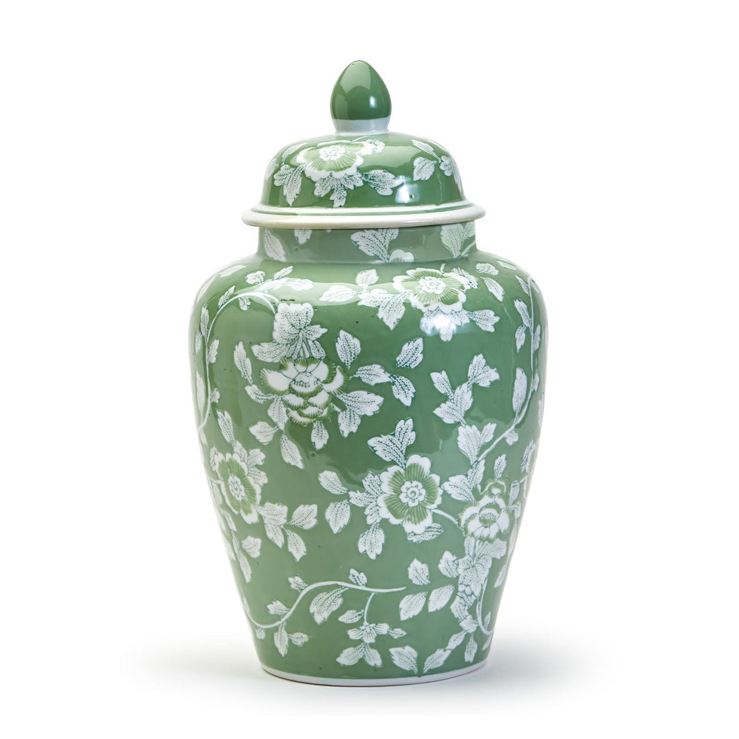 Two's Company Countryside Hand-Painted Porcelain Green Temple Jar