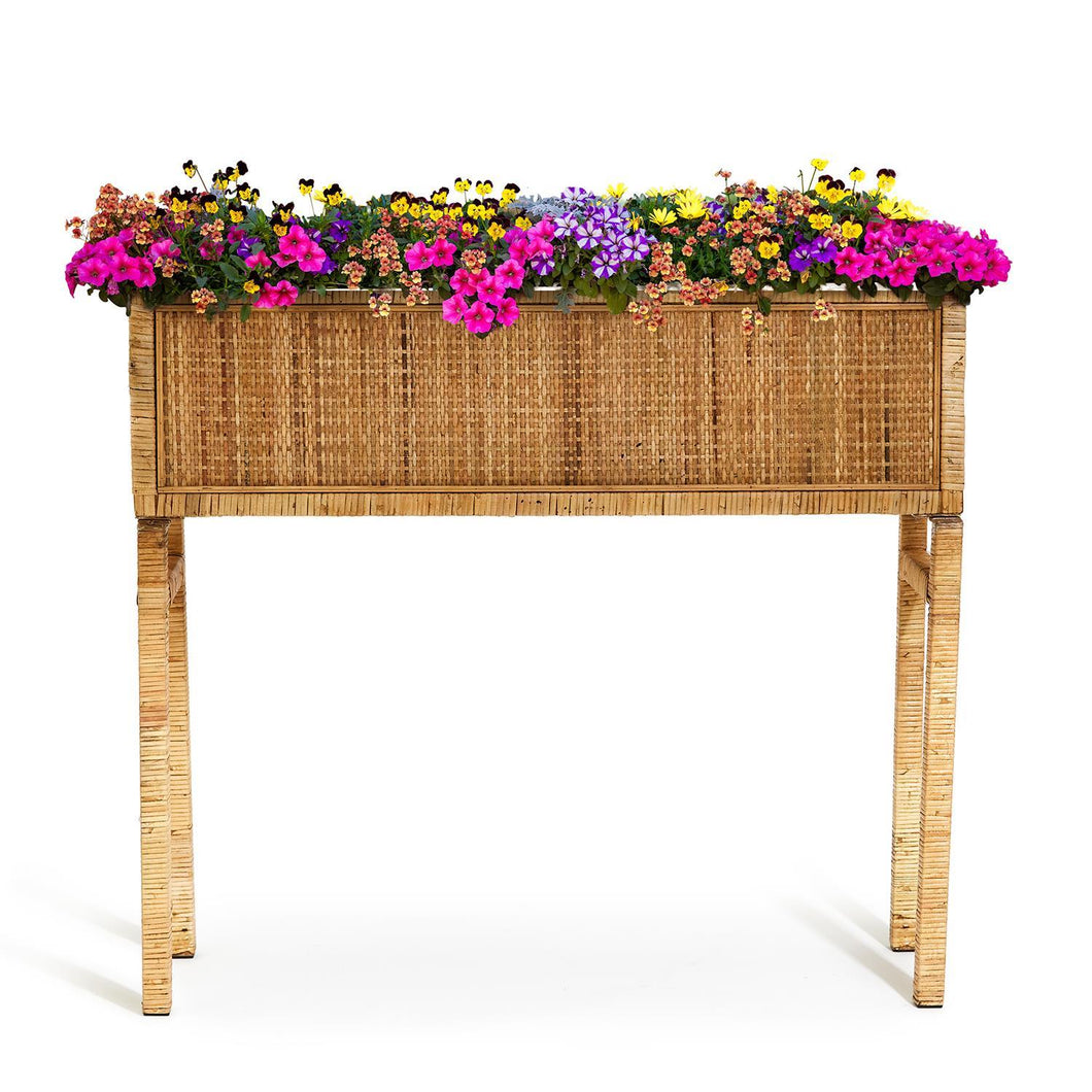 Two's Company Elevated Rattan Table Planter