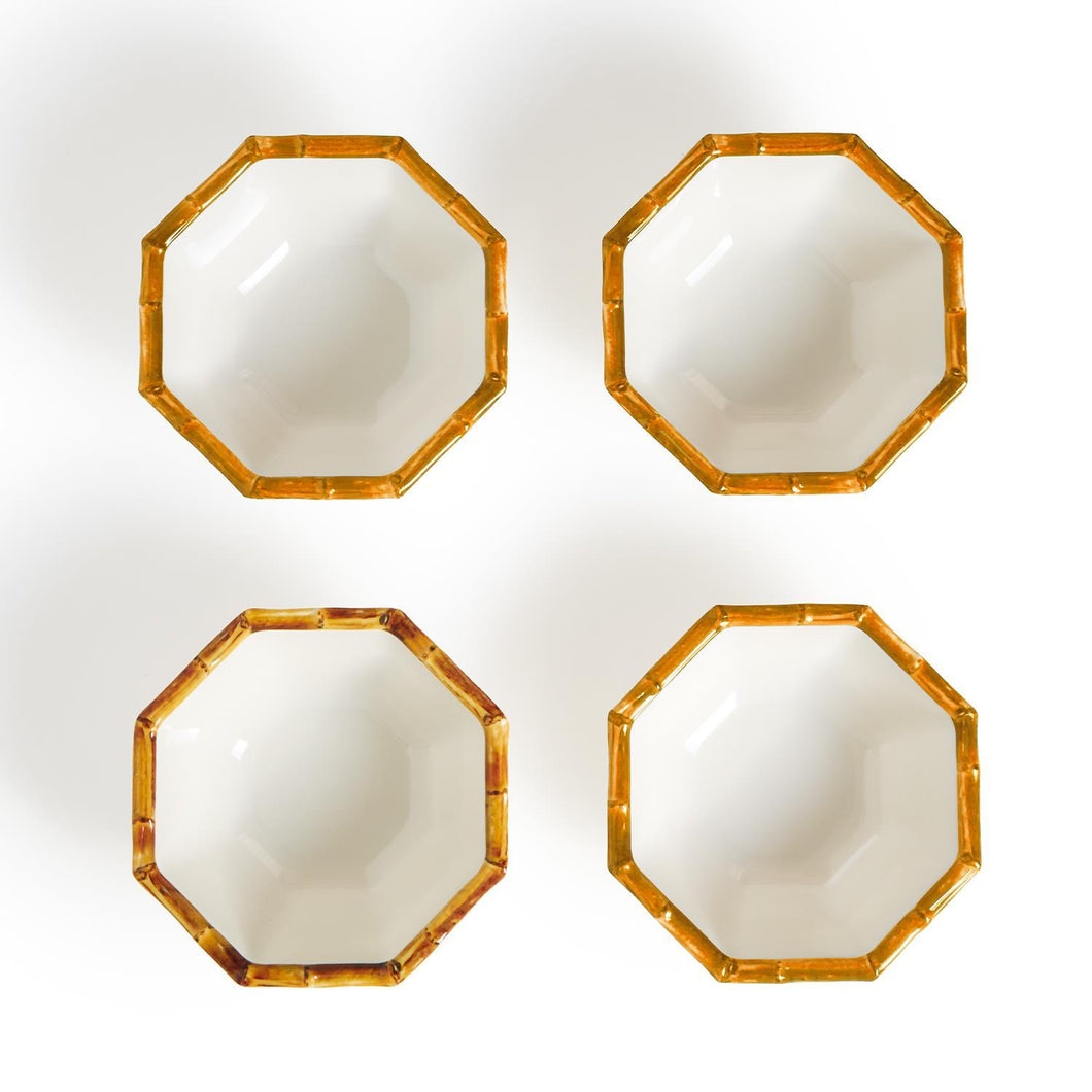 Two's Company Bamboo Touch Set of 4 Octagonal Multipurpose Individual Bowls