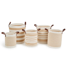 Load image into Gallery viewer, Two&#39;s Company Natural Neutrals Set of 5 Hand-Crafted Striped Baskets
