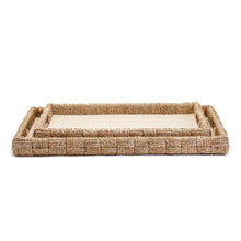 Load image into Gallery viewer, Two&#39;s Company Set of 2 Sea Grass and Rattan Oversized Decorative Square Trays
