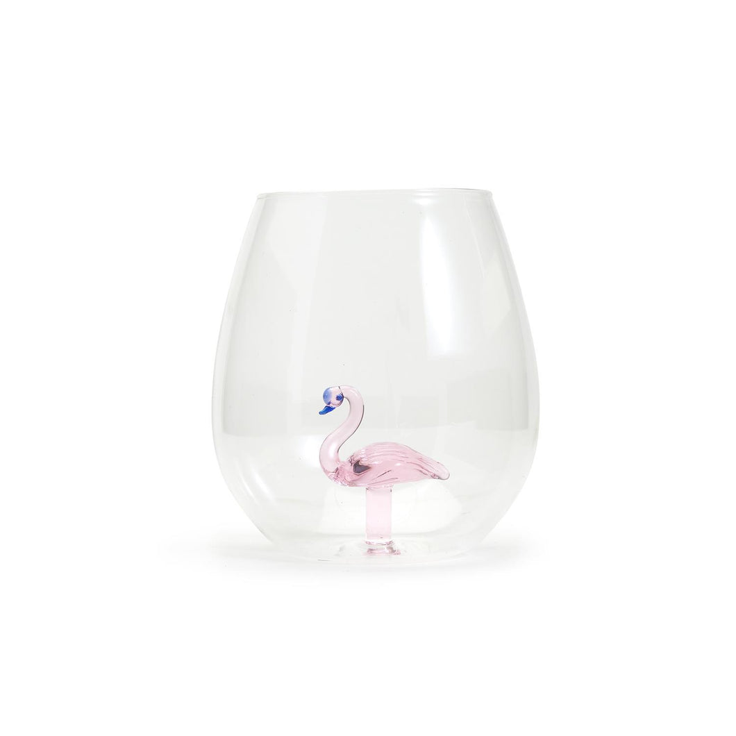 Two's Company Fabulous Flamingo Stemless Wine Glass (20 oz)