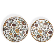 Load image into Gallery viewer, Two&#39;s Company Naturally Floral Set of 2 Wood Round Trays with Enamel
