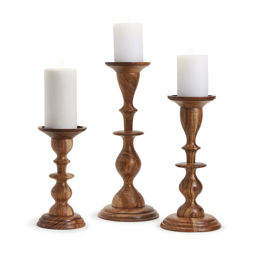 Two's Company Natural Heights Set of 3 Hand-Crafted Pillar Candleholders