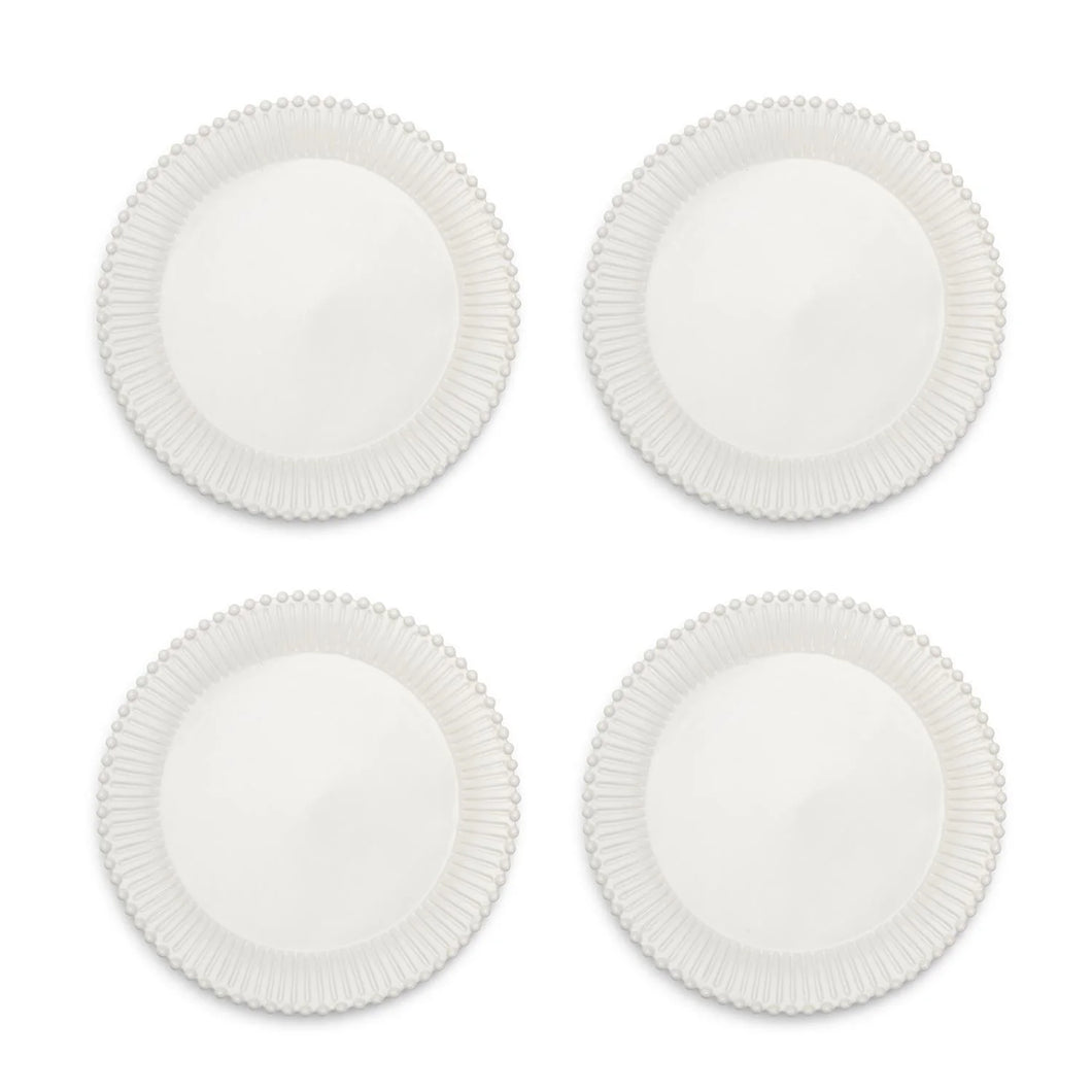 Two's Company Heirloom Set of 4 Embossed Pearl Edge Dinner Plates
