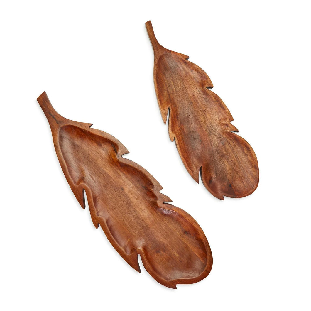 Two's Company Feather Set of 2 Wood Charcuterie Serving Boards