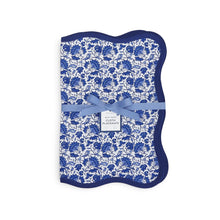Load image into Gallery viewer, Two&#39;s Company Blue Floral Set of 4 Scalloped Edge Trim Placemats
