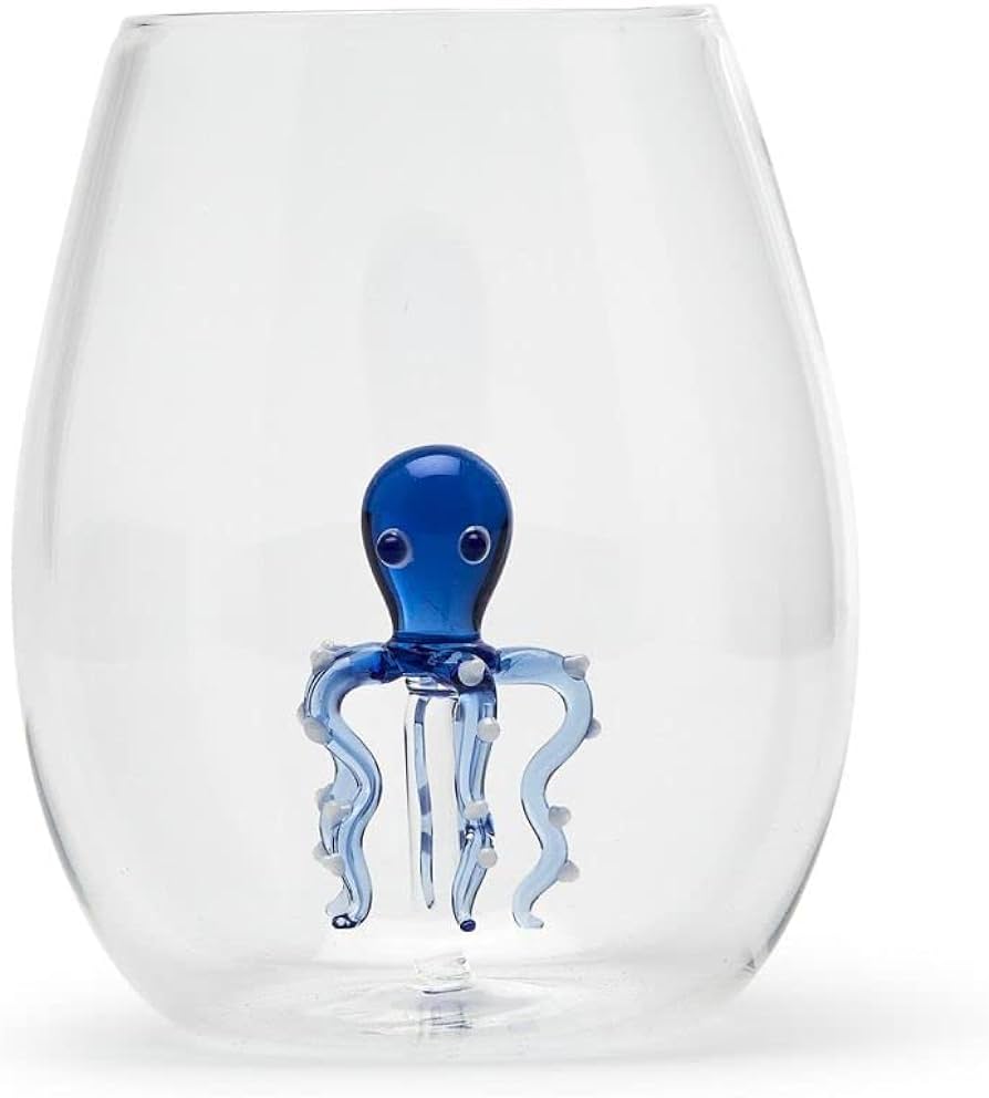 Two's Company Octopus Icon Stemless Wine Glass