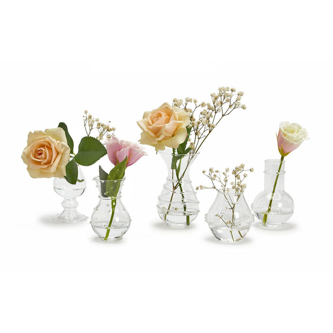Two's Company Verre Set of 5 Hand Blown Glass Bud Vases
