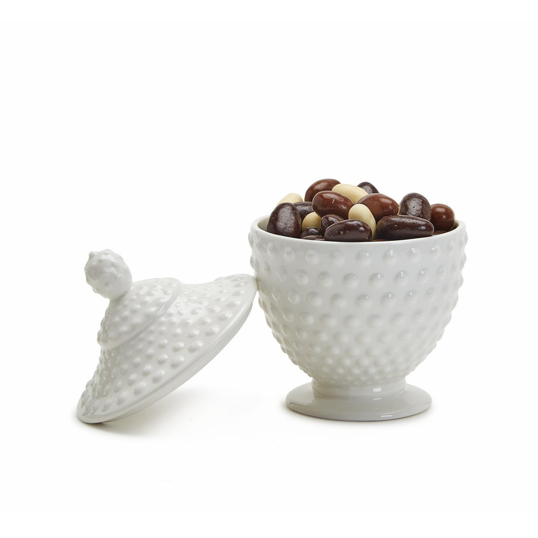 Two's Company Hob Nail White Lidded Jar / Candy Dish