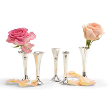 Load image into Gallery viewer, Two&#39;s Company Bagatelles Set of 5 Single Stem Silver-Plated Brass Vases
