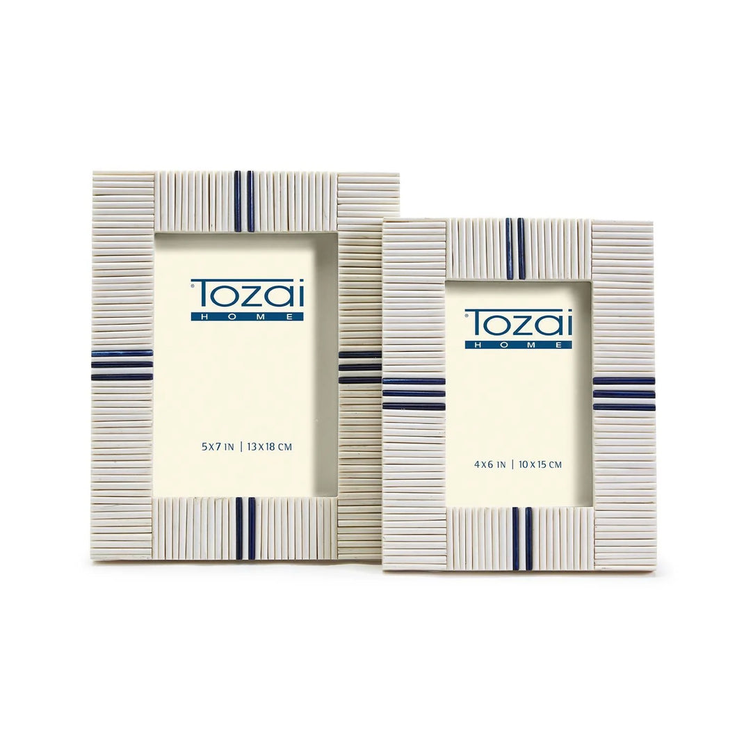 Two's Company Stacks Set of 2 Photo Frames with Lapis Colored Inlay