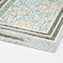 Load image into Gallery viewer, Tozai Home Palawan Flower Set of 3 Mother of Pearl Trays (Food Safe)
