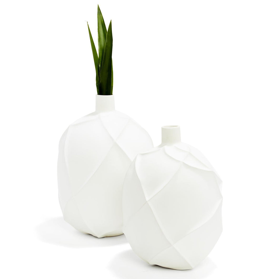 Two's Company Textures Set of 2 Matte Carved Ridges Vases with Matte Finish