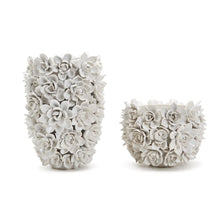 Load image into Gallery viewer, Two&#39;s Company Succulents Set of 2 White Ceramic Planter Vases

