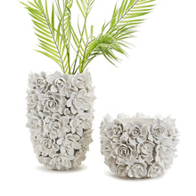 Load image into Gallery viewer, Two&#39;s Company Succulents Set of 2 White Ceramic Planter Vases
