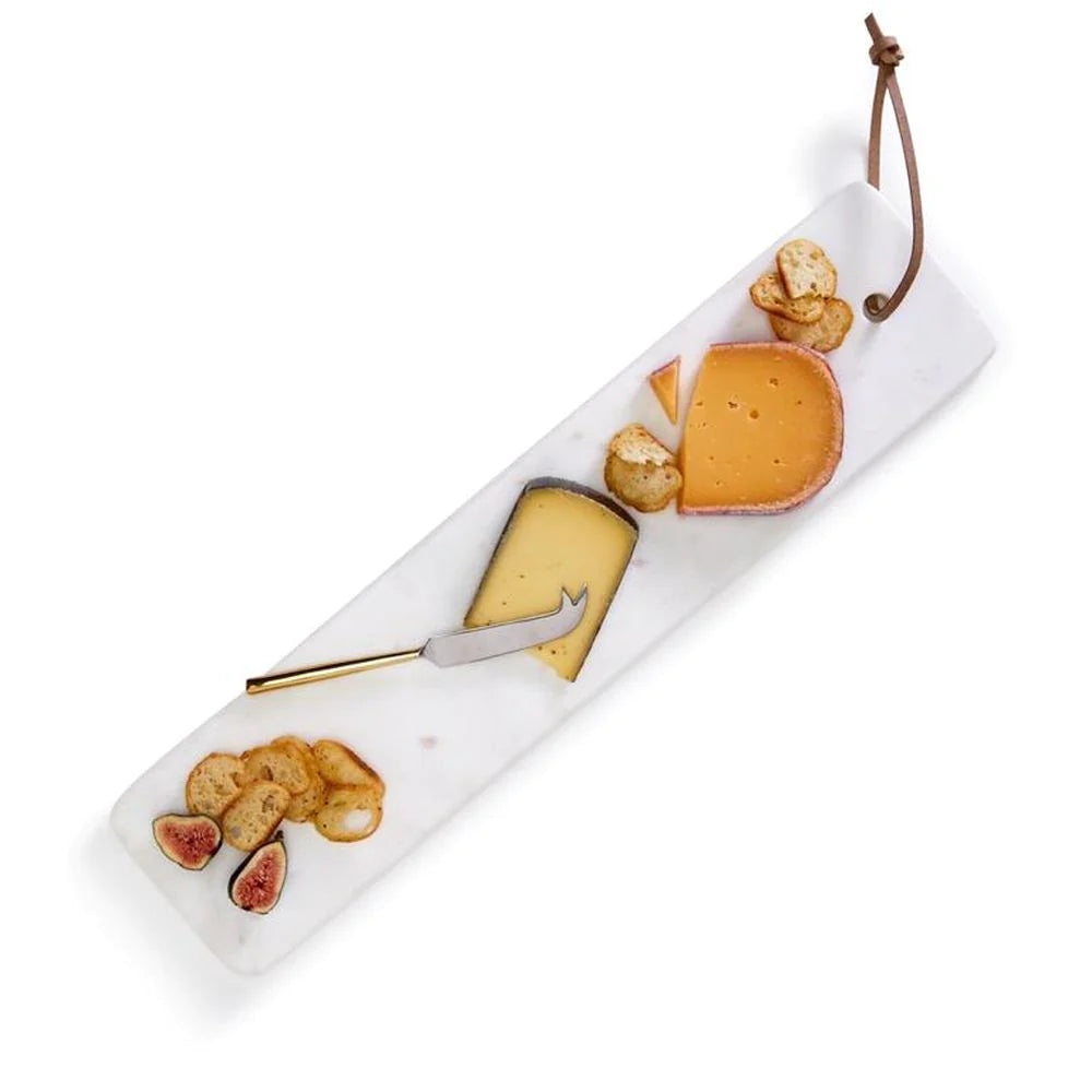 Two's Company Perfectly Polished Elongated Solid Marble Serving Tray