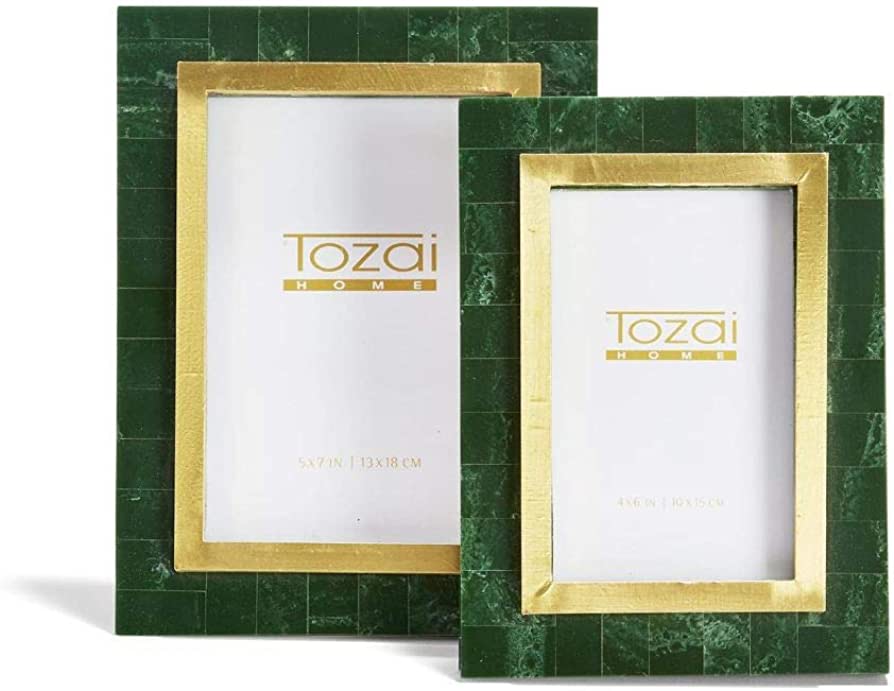 Two's Company Aventurine Green and Gold Set of 2 Photo Frames